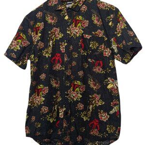 Star Wars Boba Fett Shirt Small Tropical Galaxy Black Floral Stars Movie Nerd
